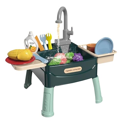 Juega el Fregadero con Agua Corriente para niños 3+, 23pcs/Set Seguro de Juguete de plástico Seguro con Corte de Vegetales de Frutas y Grifo de Trabajo, Juguetes Reutilizables de Agua para niñas para