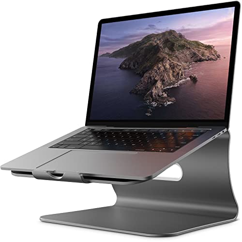 Supporto Ergonomico Per Laptop In Alluminio Forato, Rialzo Ventilato Regolabile A 16°, Antiscivolo, Compatibile Con Notebook Fino A 17 Pollici (Argento)