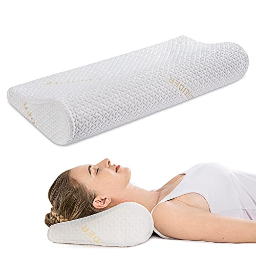 SAIREIDER Memory Foam Contour Neck Pillow, Neck Support Cervical Bed Pillow for Sleeping, Ergonomic Cervical Pillow for Neck Pain-Side Sleeper and Back Sleeper, with Washable Soft Cover (Standard)