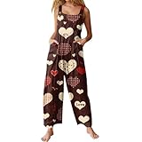 Generisch Valentinstag Deko Damen Jumpsuit Herz Latzhose Hosenanzug Wide...