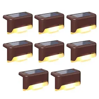 R2S2 Solar Deck Lights Outdoor | 8-Pack Waterproof LED Solar Lights for Stairs, Step, Fence, Railing, Yard, and Patio | Easy Installation | Enhance Your Outdoor Ambiance with Safety Lighting Fixtures