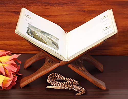 Woodiva Sheesham Wooden Hand Carved Holy Book Stand for Quran, Bible, Bhagwat, Gita, Ramayana & Guru Granth Sahib for Reading Rahel Stand (15X7.5X1)inches HL02