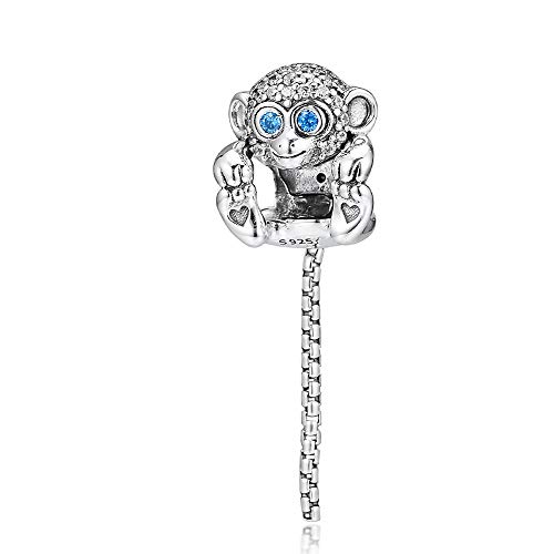 Pandocci 2019 - Abalorio de plata de ley 925 con diseño de mono brillante para pulseras Pandora