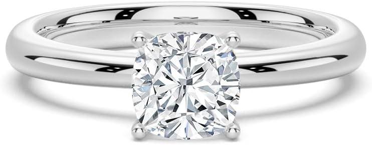 MSBLUE 1.5ct Cushion Cut Moissanite Engagement Ring, D Color VVS1 Clarity