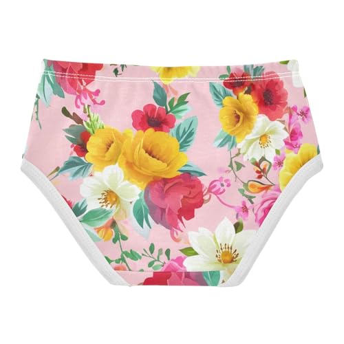 Cotton Girls Underwear Toddler Floral Flowers Red Yellow Pink Panties for Girl Print Kids Undies Briefs 2t2