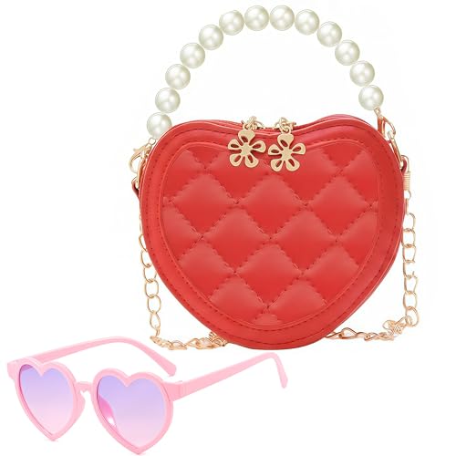 Girls Heart Shape Crossbody Bag Mini Quilted Purse