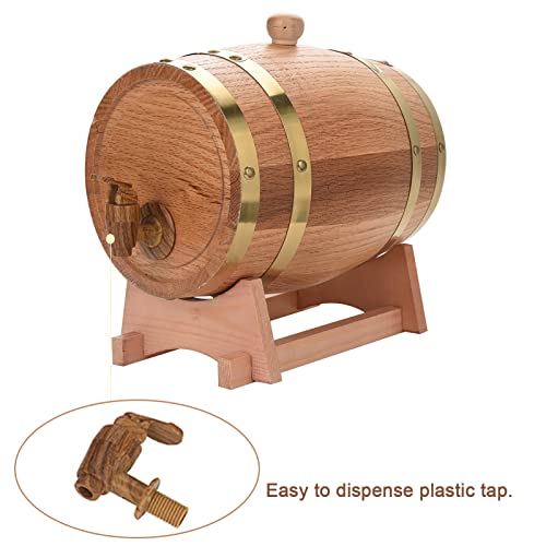 EVGATSAUTO Barril de roble de 3 litros de madera maciza - Barril de whisky, ron, vino y vino de Oporto con grifo - Barriles de alcohol hechos a mano para almacenamiento y refinamiento de aromas