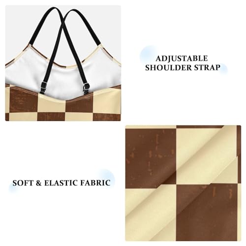 Image of Black and White Chess Girls One Piece Swimsuits Board Marble Tile Sport Halter Swimwear Beach Bathing Suit 3T
