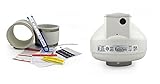 RadonAway RP145c Fan + Install Kit (Rubber couplings, Dynameter and Labels) (4x4, White)
