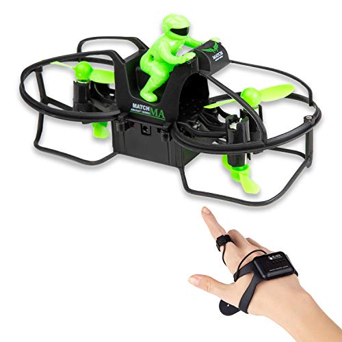 CANOPUS Mini RC Flying Motorcycle, Green, Hand Wrist-Watch Controlled Hover Motorbike, 6-axis Gyroscope with Gravity Sensor & 360° Rotation, 2.4 GHz Remote Control, Drone-Bike for Kids, Teens, Adults