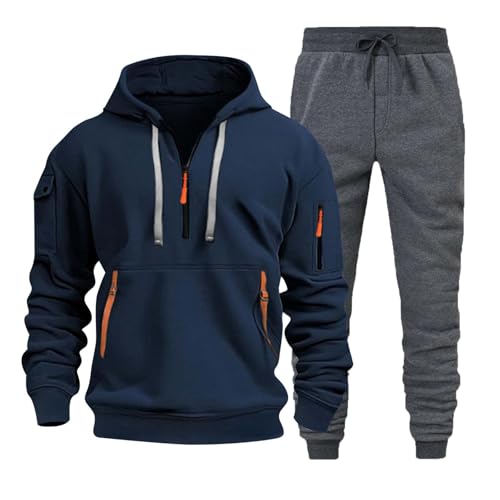 Sweat à capuche homme et pantalon l'ensemble décontracté gris foncé contre le froid