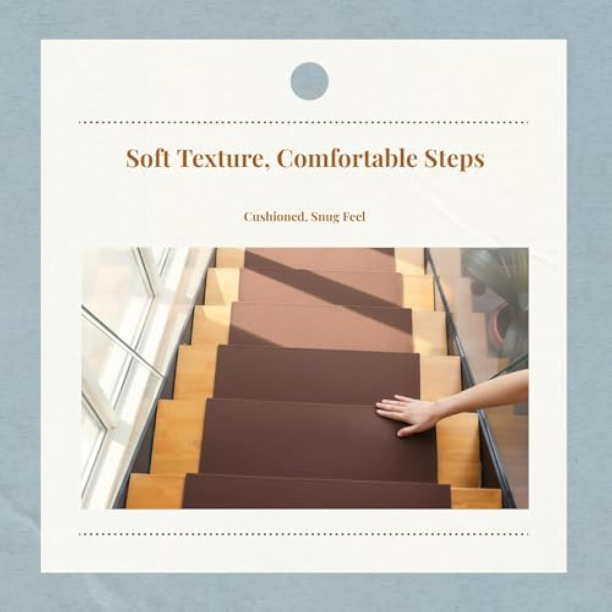 Non-Slip Automatic Carpet Stair Steps Soft Mat Coffee 25 * 80Cm