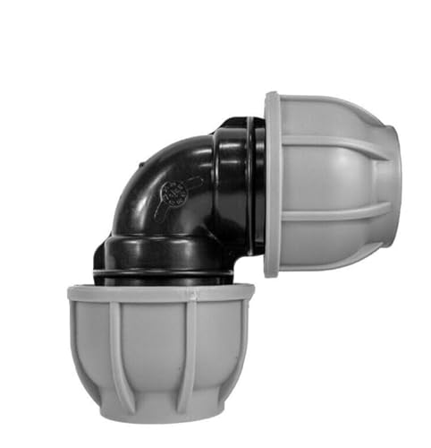 MDPE Compression Connector Fittings 20mm LDPE Water Pipe Elbow Valve Straight (Elbow 20mm-20mm)