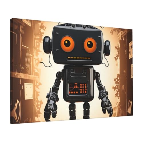 Impression sur toile de robot noir HD : poster mural moderne de 40x61 cm pour chambre
