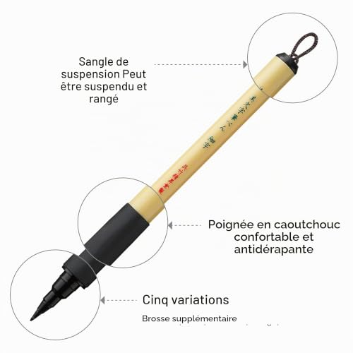 Kuretake Bimoji XT/5VAZJ Lot de 5 stylos à pinceau, extra fin, Midium, Broad, Midium/Bristles, Value Set de 5 – vue 4