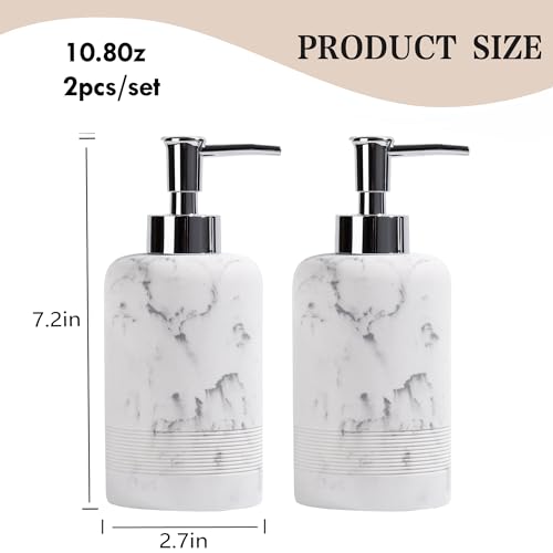 Ymxyjm YMX-ST24306W2-WGF 2Pcs/Set Hand Soap Dispenser Sets - 10.8Oz Refillable Resin Liquid Soap Dispensers With Rust-Proof Pump For Bathroom Countertop Or Kitchen, Marble White thumb #6