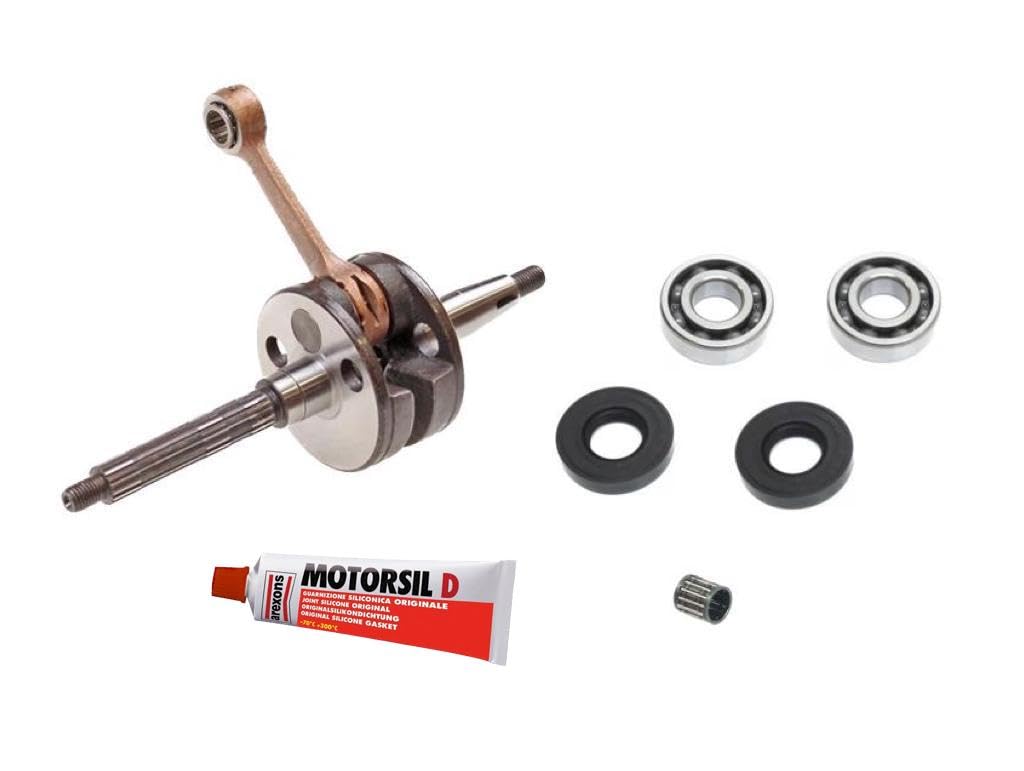 Kurbelwelle Set inkl. Lager, Wellendichtringe & Dichtmasse – Passend für PIAGGIO Diesis Fly Free Liberty NRG MC2 MC3 NTT Quartz Sfera NSL RST TPH Zip, VESPA ET2 LX LXV S, GILERA DNA Ice Runner
