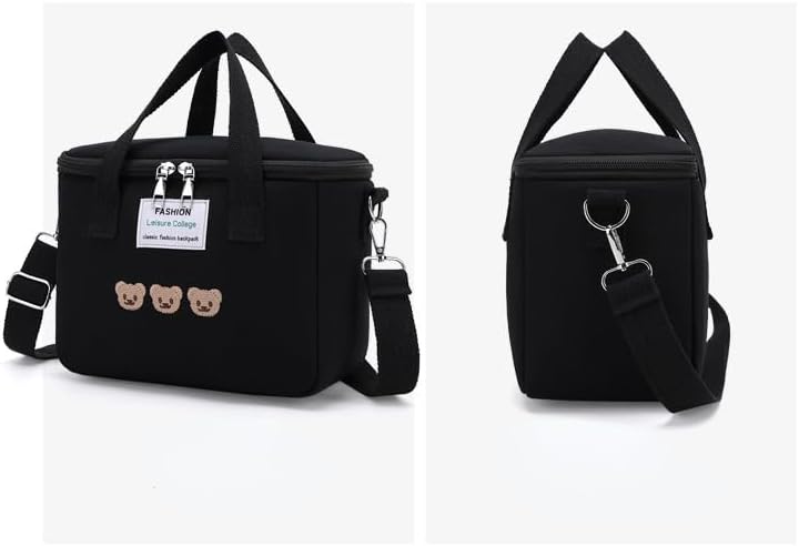Miniatura 23 de Lonchera con aislamiento y diseño de oso Kawaii para mujer, lonchera kawaii, bolsa de almuerzo estética, bolsa cruzada linda para bolsa de almuerzo