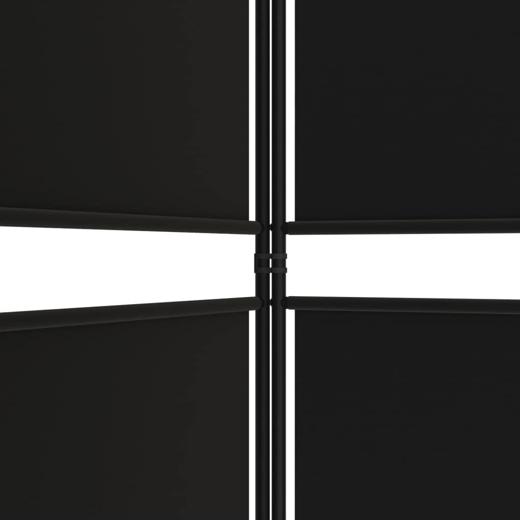 Klappbarer Paravent aus schwarzem Stoff, 250x200 cm, 5-teilig – Raumteiler für Schlafzimmer und Wohnzimmer, lichtdurchlässig, platzsparend zusammenfaltbar
