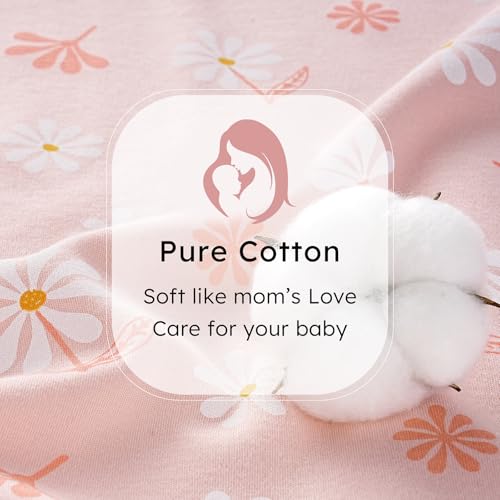 Image of Baby Sleep Sack 18-24 months, 100% Cotton Sleeping Sack for Newborn and Infant, 3 Pack Baby Wearable Blanket for Boy and Girl, 0.5 Tog Lightweight Double Zipper Sleep Bag Pink Orange Flower