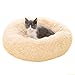 Vanansa Cuccia per cani e gatti, forma rotonda a ciambella, in tessuto peluche, per far dormire dolcemente i tuoi piccoli animali, colore champagne, 40 cm