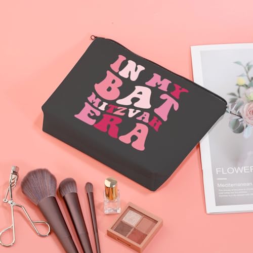 JXGZSO In My Bat Mitzvah Era Makeup Bag Jewish Gift For Bar Mitzvah Jewish Birthday Israel Gift (Mitzvah Era Bag)3