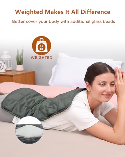 Image of Comfytemp Weighted Heating Pad for Back & Period, FSA Eligible Electric Heat Pad, Birthday Gifts for Women Men Mom Dad & Mother Day Gift, 2.2 lb HSA Neck Shoulder Heated Pad, 2H Auto-Off, 12x24, Gray