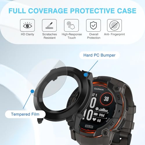 2 Pack for Garmin Instinct 3 50mm Smartwatch Screen Protector Case by riwoauoo - Used condition - Image 2