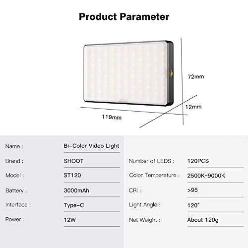 D&F Kamera-Videoleuchte, Eingebauter 3000-mAh-Akku, Dimmbare 2500-9000K LED-Kameraleuchte mit Videokonferenz… – Bild 4