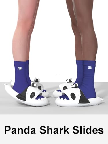 Shark Slides,Non-Slip Soft Shark Slides,Beach Pool Shower Shoes with Cushioned Thick Sole,Open Toe Casual Cloud Fun Animal Slippers,For Men's and Women's2