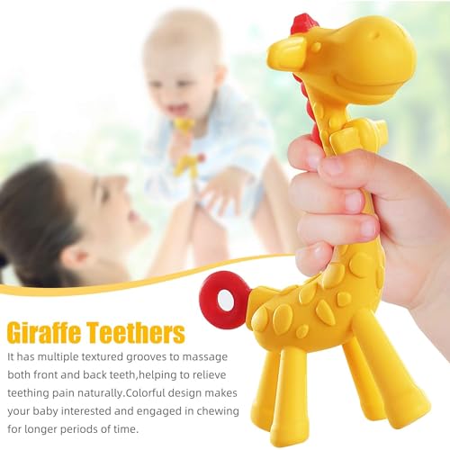 Image of Giraffe Shape Teether for Babies 6+ Months - BPA Free Silicone Teething Toys for Infants | Safe and Soft Chewable Toy | Freezer and Dishwasher Safe | Ideal Gift for Baby Girls & Boys