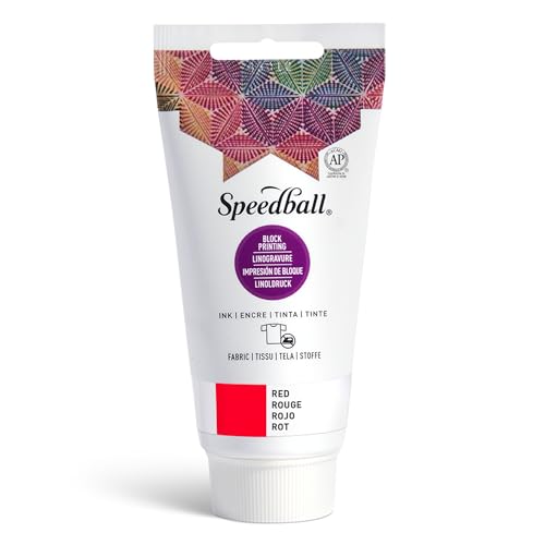 Speedball Fabric Block Printing Ink, 2.5-Ounce, Red - Print on Textiles & Paper - Made in USA