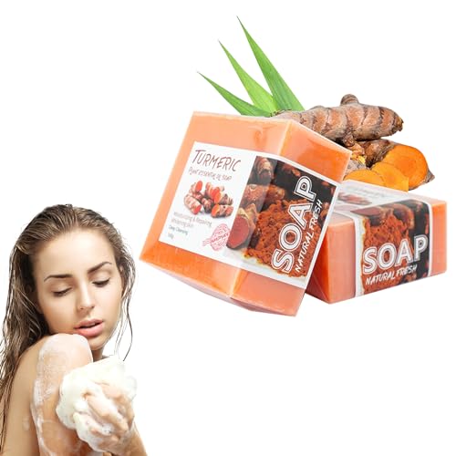Naapesi 2 Piezas Jabon de Curcuma, Pastillas de Jabón, Jabón de Curcuma para Cara, Jabon de Curcuma Natural, Barras Jabon Cara, Jabón para la Cara, Jabon Curcuma Facial para Cara y Cuerpo