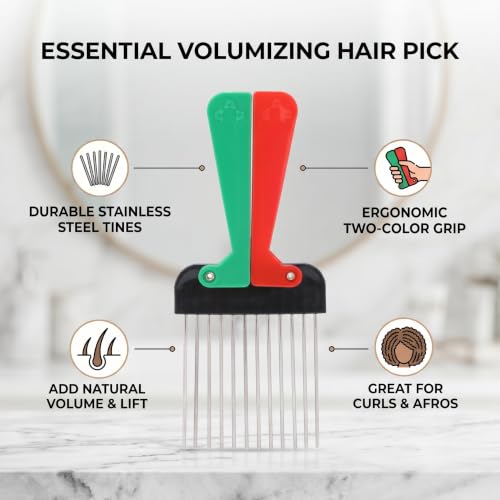 Afro Pick Comb Metal Peine Peinar Pelo Rizado 6.8 in miniatura 3
