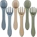 6 Pièces Jeu de Fourchettes et Cuillères en Silicone pour Bébé Fournitures d'Auto-Alimentation de Première Étape de Sécurité Chaude Mini Ustensiles pour Plus de 6 Mois (Couleur Neutre)