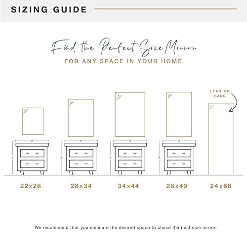 Image of MCS Ezra 34.66x44.66 Large Wall Mirror, Gray Woodgrain & Beveled Mirror, Vertical & Horizontal Wall Hanging Mirror for Bathroom, Bedroom & Livingroom