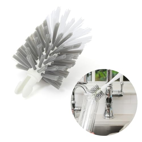 Image of Full Circle Clean Reach Bottle Brush Replacement Head - Long Handle, Flexible, For Water Bottles, Baby Bottles, Narrow Containers, Kitchen Cleaning - White