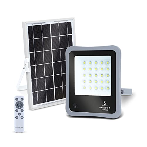 Aigostar - Foco proyector LED solar con mando a distancia,50W,6500K luz blanca Resistente al agua IP65,Perfectos para exterior jardín,patios,caminos o garajes