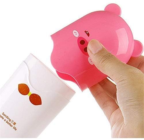Image of Teddy Shape Plastic Cute Cartoon Tooth Mug Protector Toothbrush Holder Travel, Camping Bathroom for Storage Container Organizer Accessories - Multicolor.