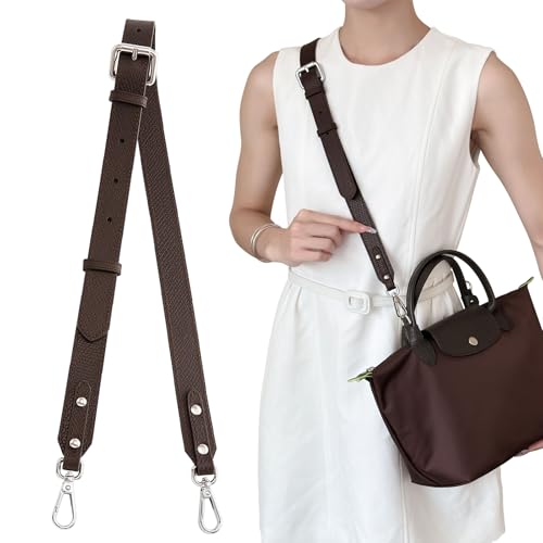 Image of Bag Leather Strap Replacement Crossbody Adjustable Shoulder Straps for Small Medium Large Pouch, No Damage Conversion Kits Accessories moka(Small Medium Large -Mocha-Silver)