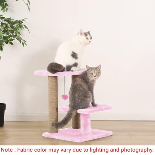 Image of Cat Tree with Multiple Levels and Scratching Posts (Pink FURR-17)