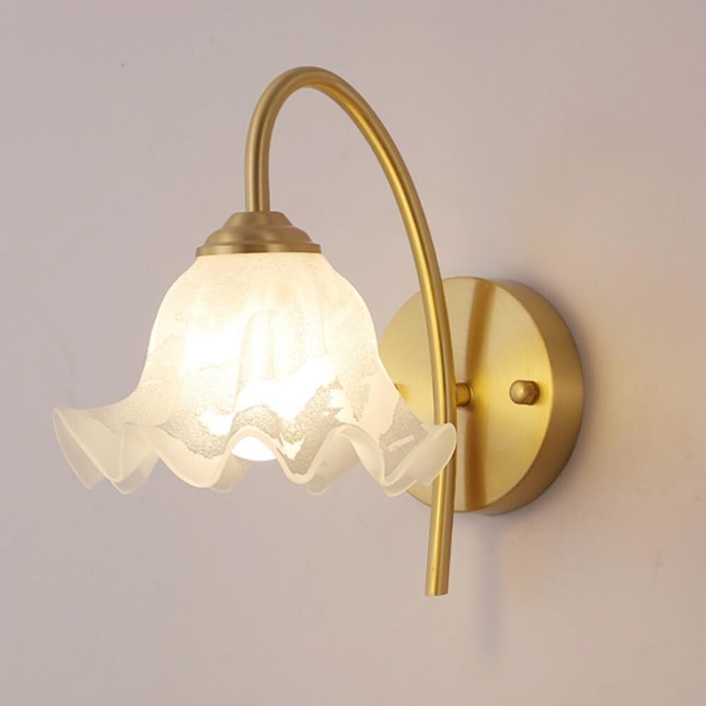 Applique da Parete per Interni Lampade da Parete Moderne in Ottone con Fiori in Vetro Eleganti Lampade da Parete per Camera da Letto E Soggiorno