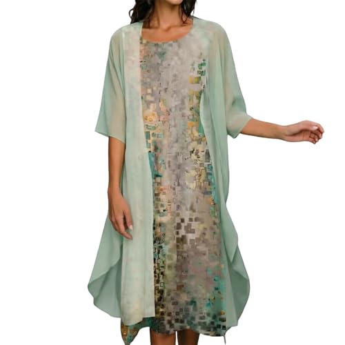 Vestido de gasa estampado floral conjunto de dos piezas cómodo y fresco