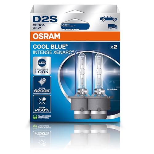 Osram XENARC® COOL BLUE® INTENSE D2S, +150% mehr Helligkeit, bis zu 6.200K, Xenon-Scheinwerferlampe, LED Look, Hängebox (2 Lampen)