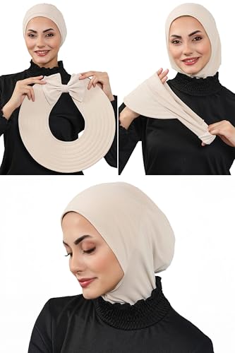 Aisha's Design 3 in 1 Modest Hijab Swim Set Quick Dry Full Coverage Pool Beach Headwear 3-Pack: Swim Turban Cap + Detachable Visor Turban + Detachable Visor Turban