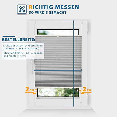 Allesin Plissee ohne Bohren Plissees Klemmfix Hellgrau 70x160cm(BxH), Plisseerollo Faltrollo mit Klemmträger… – Ansicht 5