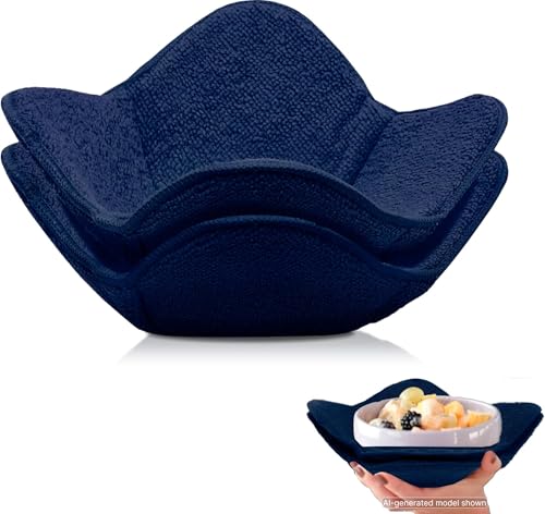 Set de 2 Porta Bowls Microwavables de Poliéster Azul Oscuro