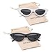 GIFIORE Retro Vintage Cat Eye Sunglasses for Women Trendy Narrow Cateye Frame Sun Glasses (2 Pack Black & White)