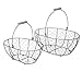 SLPR Grey Metal Round Wire Basket with Handle (Set of 2) | Vintage Rustic Farmhouse Country Style Metal Chicken Wire Storage for Shelves Pantry Closet Home Decor