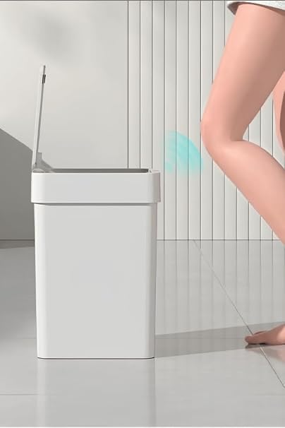 Sensörlü Otomatik Slim Çöp Kovası 9 Lt + Duvara Asılabilir Beyaz Silikon Klozet Fırçası